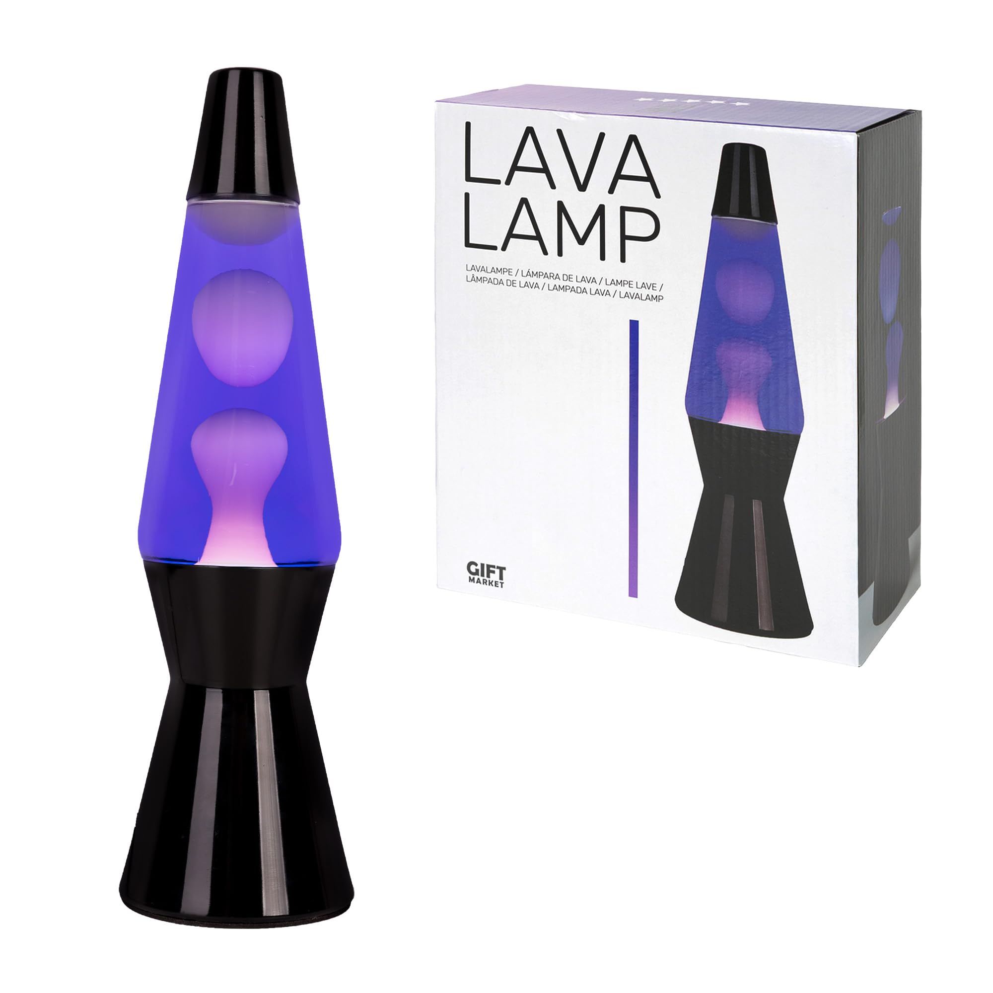 GIFTMARKET- Violette und weiße Bullet Lavalampe. Originelle Dekolampe für gemütliche Stimmung. Retro Tischlampe 31 x 9 cm inklusive Licht. Geschenk für Jugendliche und Freunde.