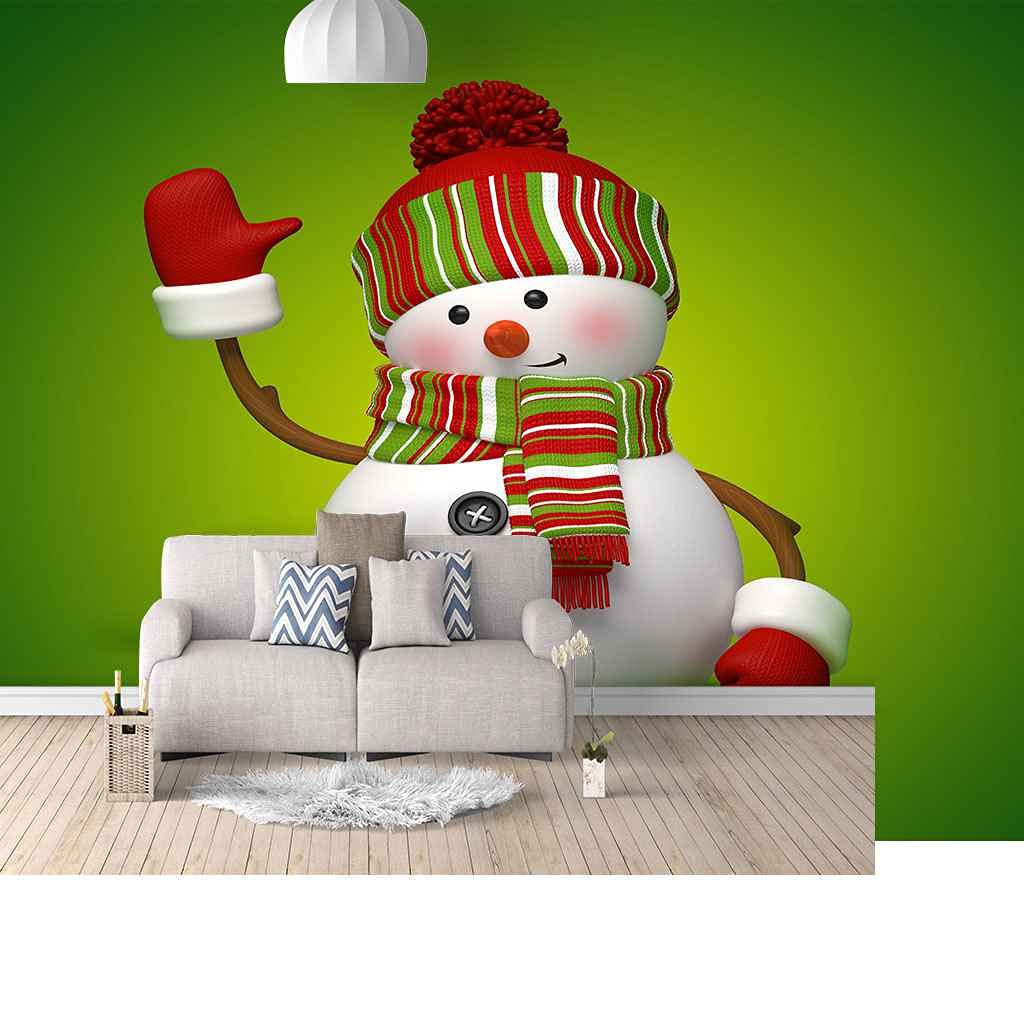 Poster géant mural 3D effet Noël vert 200x140 cm papier peint toile