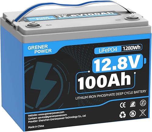 Batería de litio LiFePO4 de 12 V 100 Ah - BCI Group 24, 15000 ciclos, celdas cilíndricas integradas de grado A+ y BMS de 100 A, ideal para casas