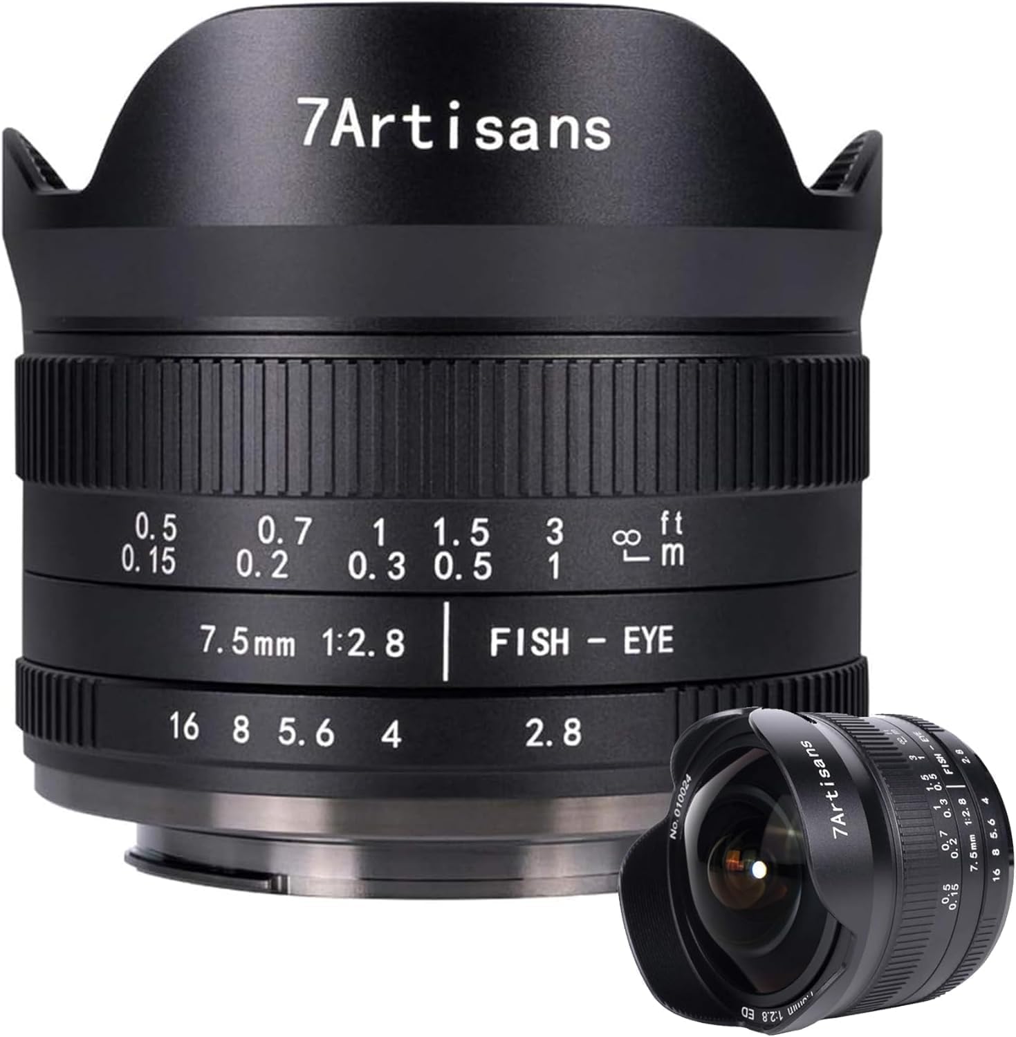 7Artisans 7.5mm F2.8 II Obiettivo per fotocamera mirrorless Fisheye APS-C per Sony A5000 A5100 A6000 A6300 A6500 NEX-5T A7III A7R III