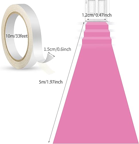 Miniatura 3 de Shappy Alfombra de pasillo rosa para fiesta, 1.94 ozm de grosor, con cinta de alfombra, alfombra de pasillo para graduados, bodas, fiestas, pista de