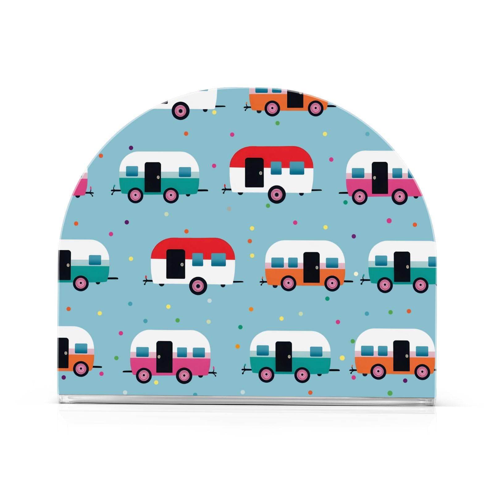 SUABO Happy Camper Caravan-Serviettenhalter, Acryl-Serviettenhalter für Tisch, Cocktail-Servietten, Spender, Papierständer für Zuhause, Küche, Restaurant, Bar, 1 Stück, B01P23044