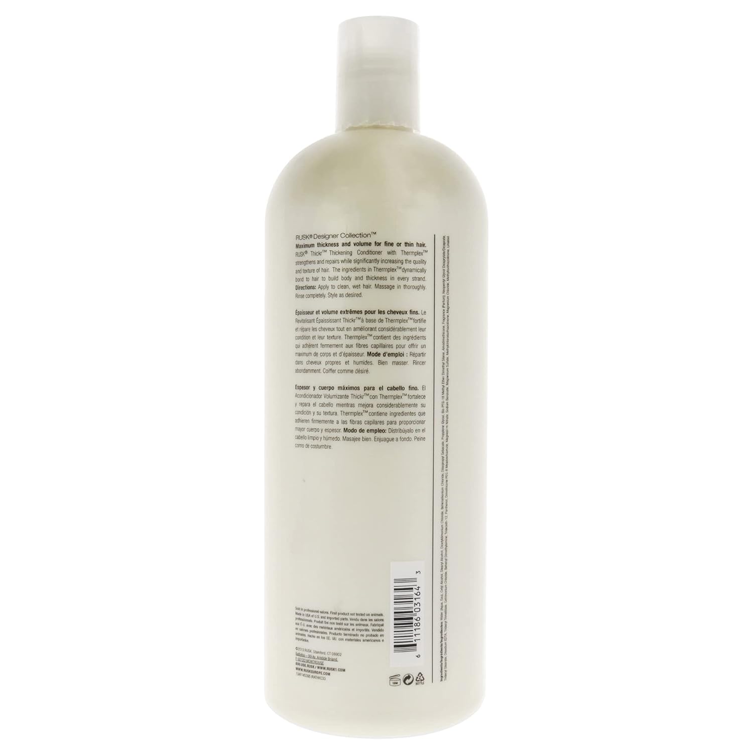 RUSK Designer Collection Thicker Thickening Conditioner for Fine or Thin Hair, Daily-Use Thickening Conditioner that Strengthens and Repairs, Gives Full-Bodied Appearance