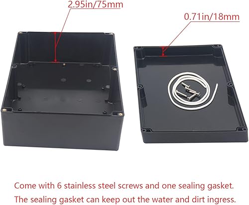 Miniatura 92 de Caja de proyecto ABS de plástico negro cajas eléctricas IP65 impermeable DIY caja de conexiones electrónica caja de alimentación 7.87 x 4.72 x 2.95