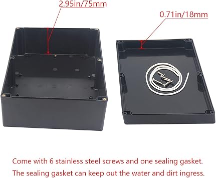 Project Box IP65 Waterproof Junction Box ABS Plastic Black Electrical Boxes DIY Electronic Project Case Power Enclosure 11.42x8.27x3.94 inch (290x210x100 mm)