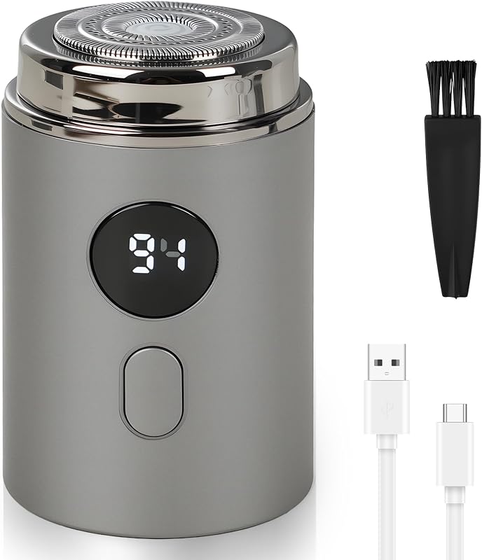 Barbeador elétrico rotativo portátil Senduzll, USB-C, preto, modelo 021