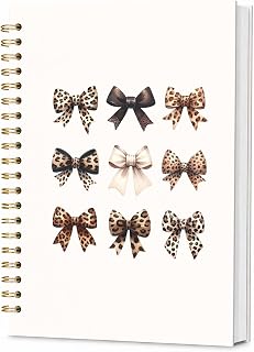 Coquette Leopard Notebook,Cute Journal Preppy School Supplies Aesthetic Notebooks for women,Cheetah Notebook Spiral Hardcover Notebook for Work Note Taking,5.5x8.3