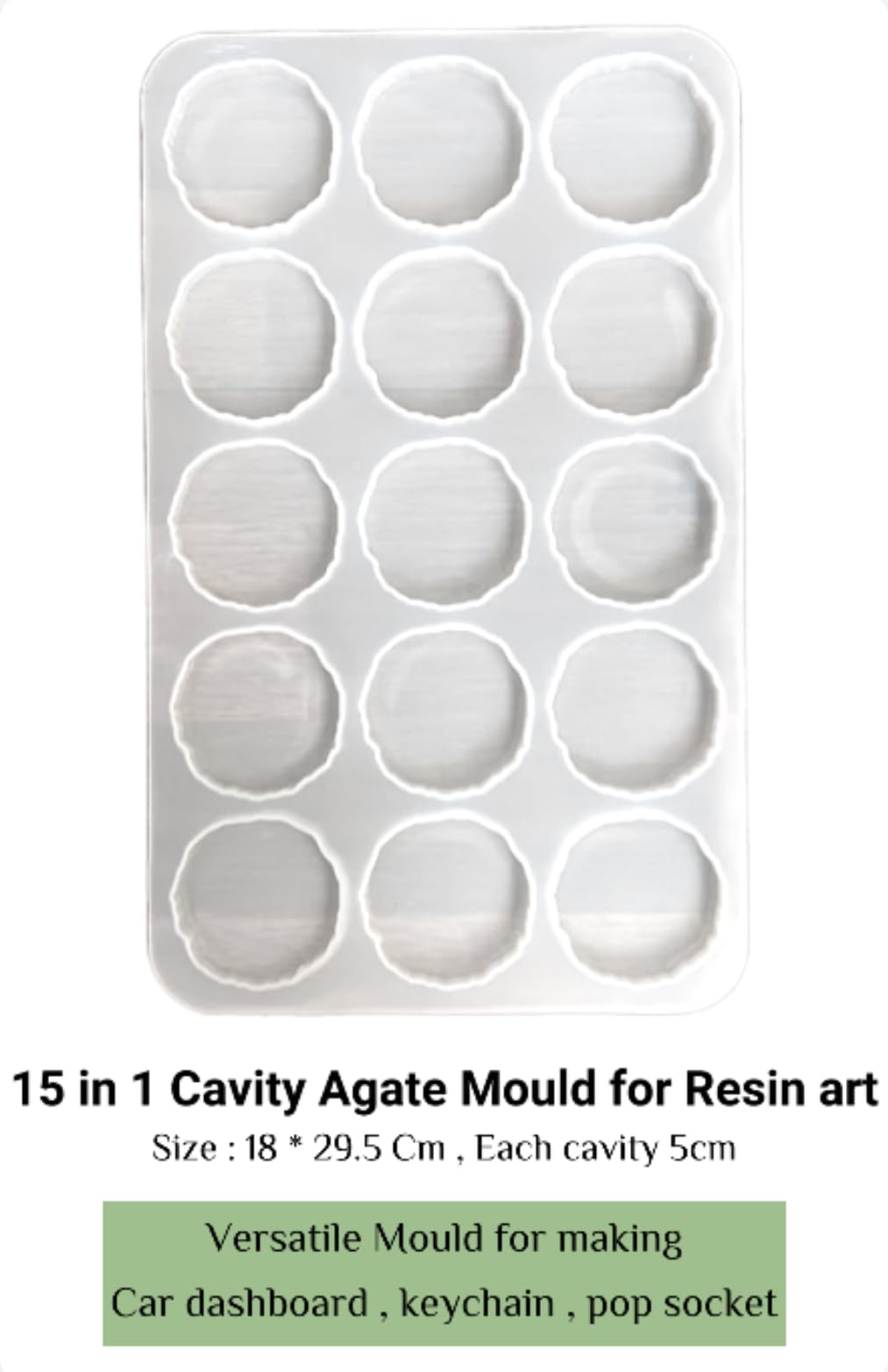 15-in-1 Agate Silicone Mold for Resin Art – Create Unique Car Dashboard Accessories, Pop Sockets, Keychains & More – Soft, Reusable, Made in India - Image 3 thumbnail