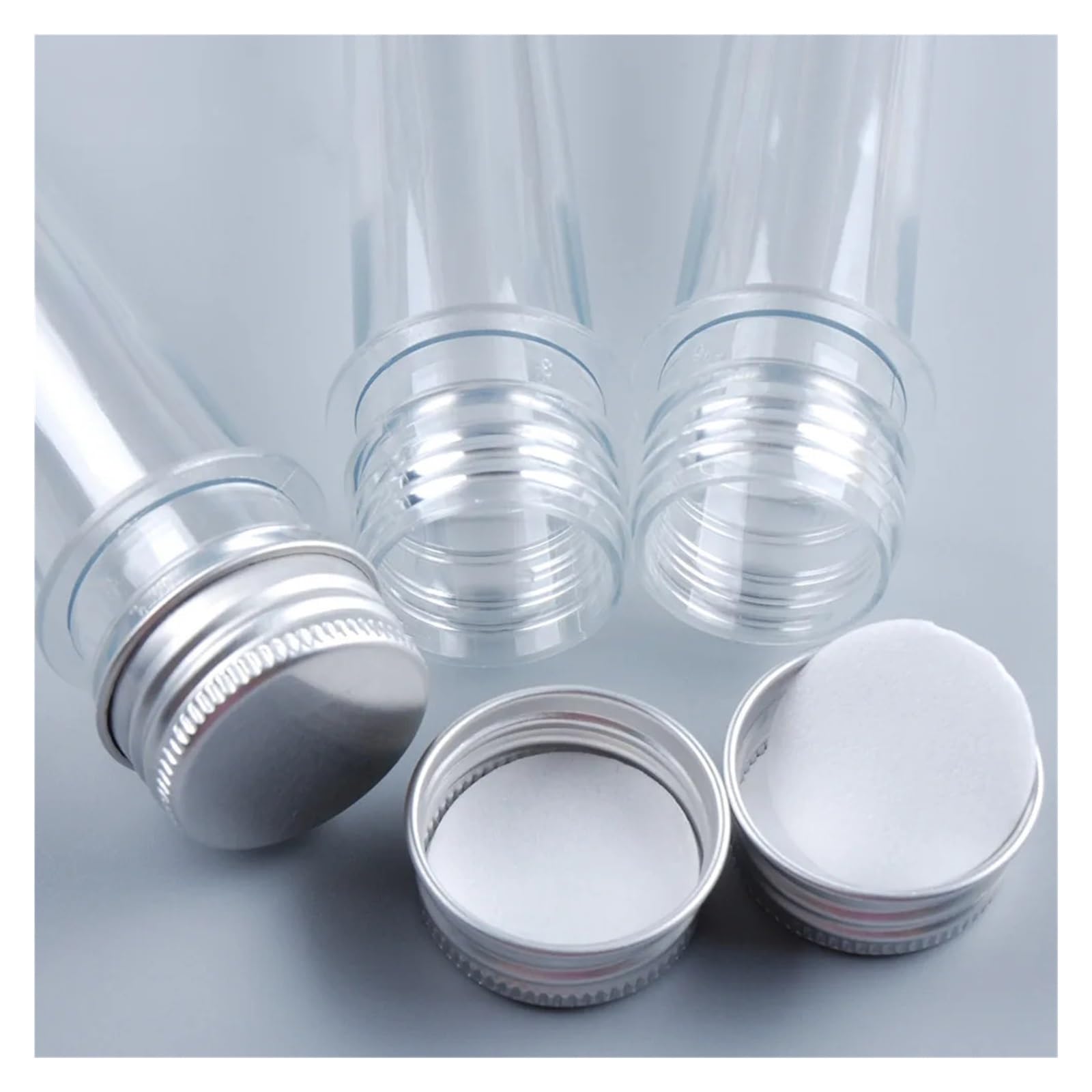 yingyingjia 20 szt. 50 ml przezroczystych probówek z zakrętkami plastikowe probówki do cukierków przezroczyste pojemniki na kosmetyki