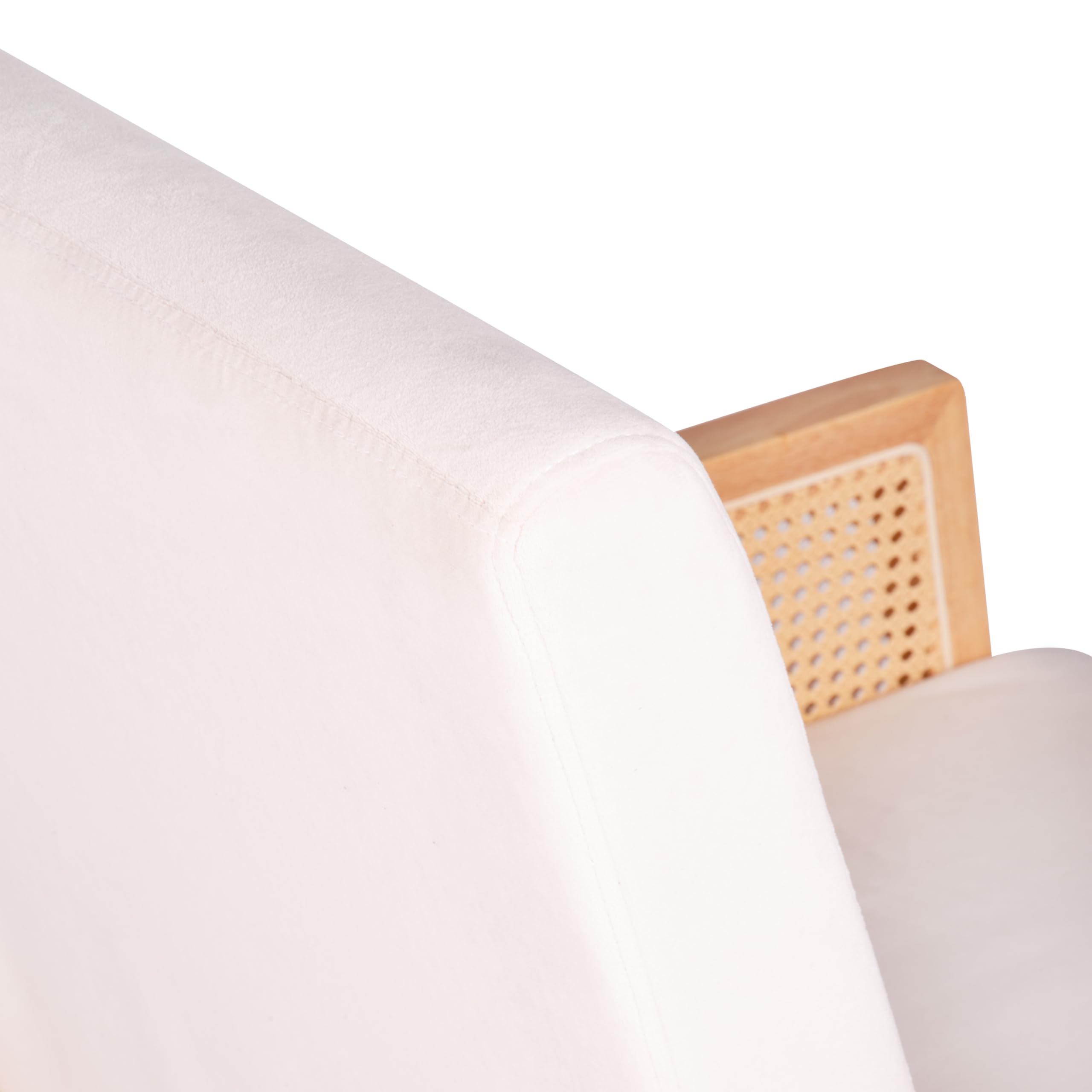 duehome | Ember, Butaca Mecedora, Sillón de Diseño, Acabado en Crema, Ratan y Madera, Medidas: 82 cm (Ancho) x 65 cm (Largo) x 98 cm (Alto)