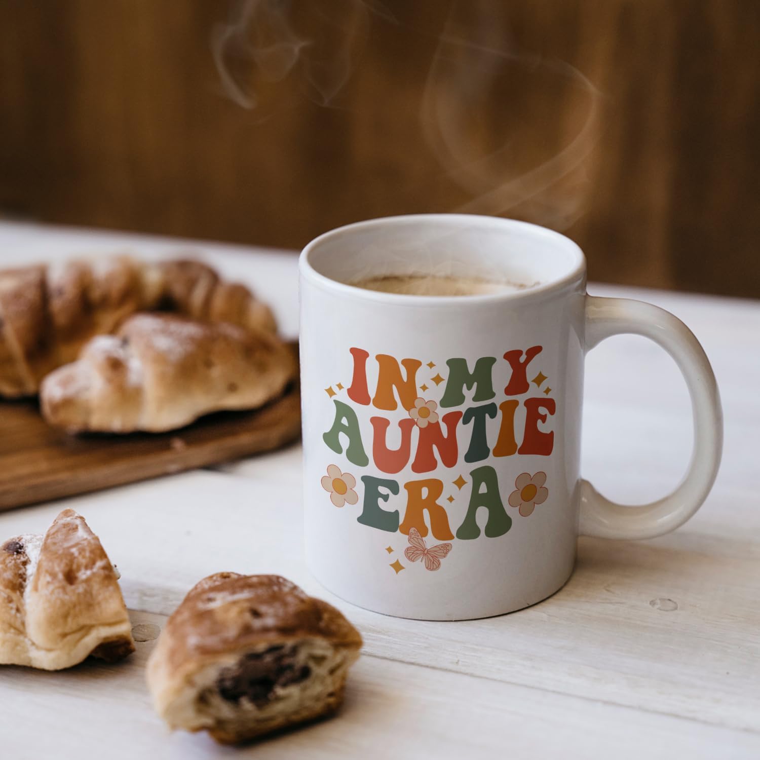 DOTAIN Groovy Auntie Aunt Mug - Aunt Auntie Mugs Gifts from Niece Nephew, Mothers Day Gifts for Auntie Aunt, Best Aunt Mug, Best Auntie Gifts, in My Auntie Era Coffee Mugs 11 oz White - Image 2