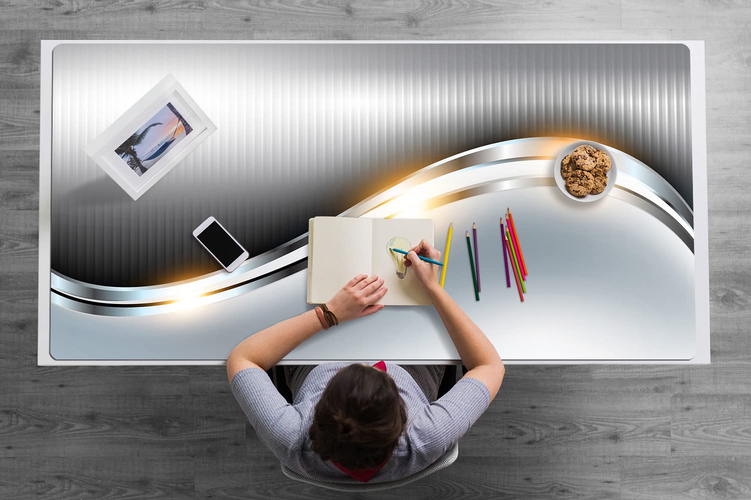 Sottomano da Scrivania 120x60 cm Impermeabile in Vinile PVC Protezione e Decorazione Facile da Pulire Superficie Protettiva per Ufficio e Casa Antiscivolo - Passaggio d'argento