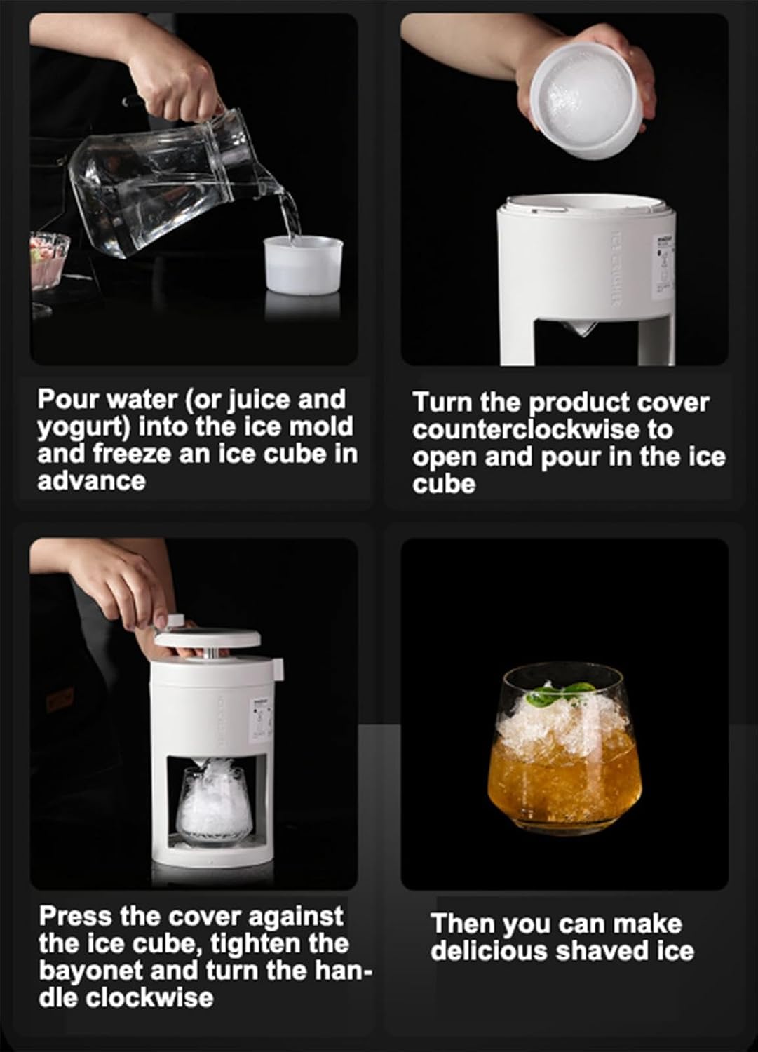 Shaved Ice Machine,Hand Crank Ice Shaver for Home Use,Small Snow Cone Machine with Ice Cups,Manual Ice Shaver for Shaved Ice, Milkshake Drink Making