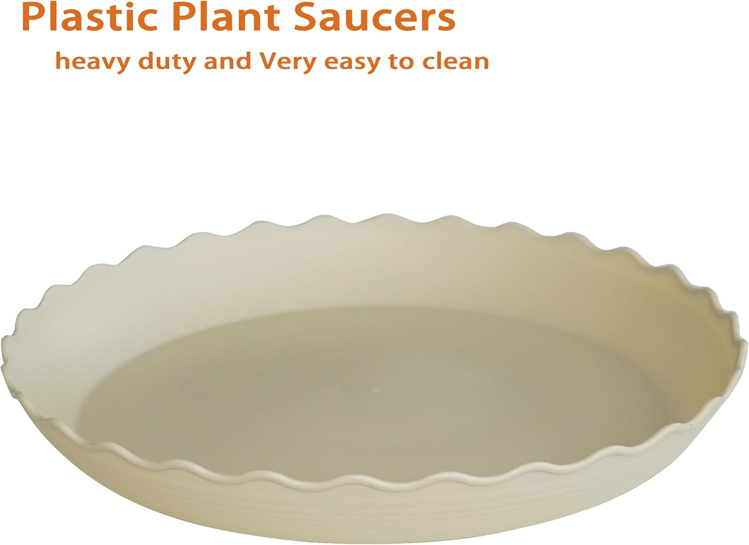 4 Pack Plant Saucer 14 inch, Heavy Duty Plastic Plant Saucers, Durable Plant Tray for Pots, Flower Saucers for Indoors, Plant Pot Saucers, Trays for Planter (Beige)