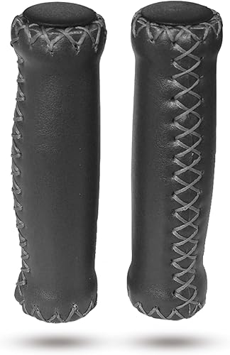 Empuñaduras de bicicleta, 1 par de empuñaduras de cuero para manillar de bicicleta, empuñaduras de mango de bicicleta de montaña, plegable,