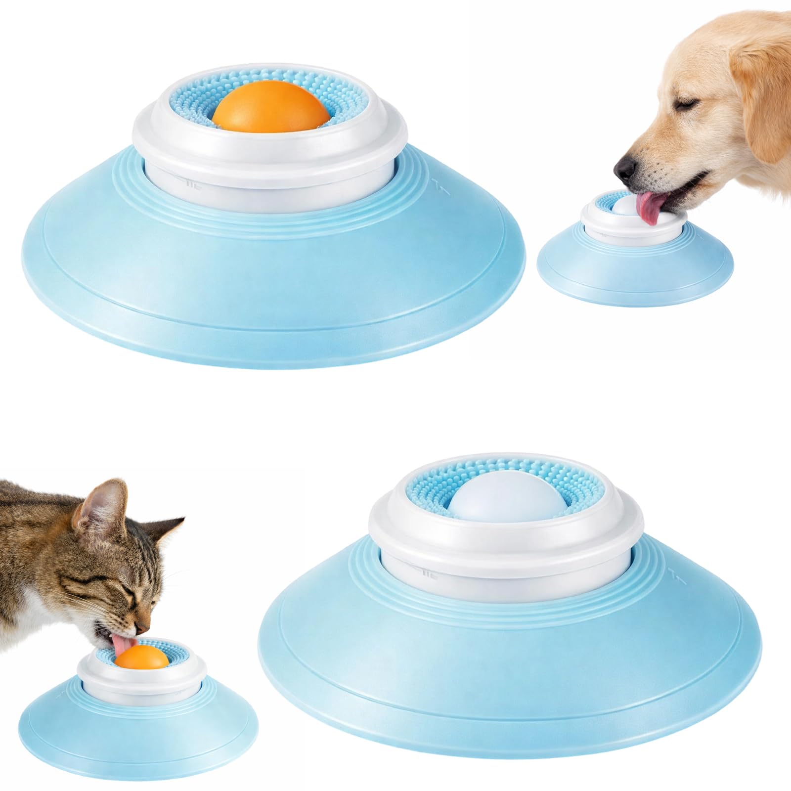 2 Pcs Dog Lick Ball and Bowl Set, Rolling Lick Feeder for Dogs, Interactive Licking Toy with Ball, Engaging Pet Activity Bowl, For All Dogs and Cat