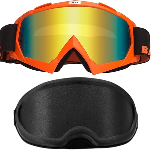 BATFOX Gafas para Dirt Bike con Estuche - Gafas de Seguridad para Motocicleta Motocross ATV Carreras, Mejores Regalos de Navidad para Hombres Jóvenes