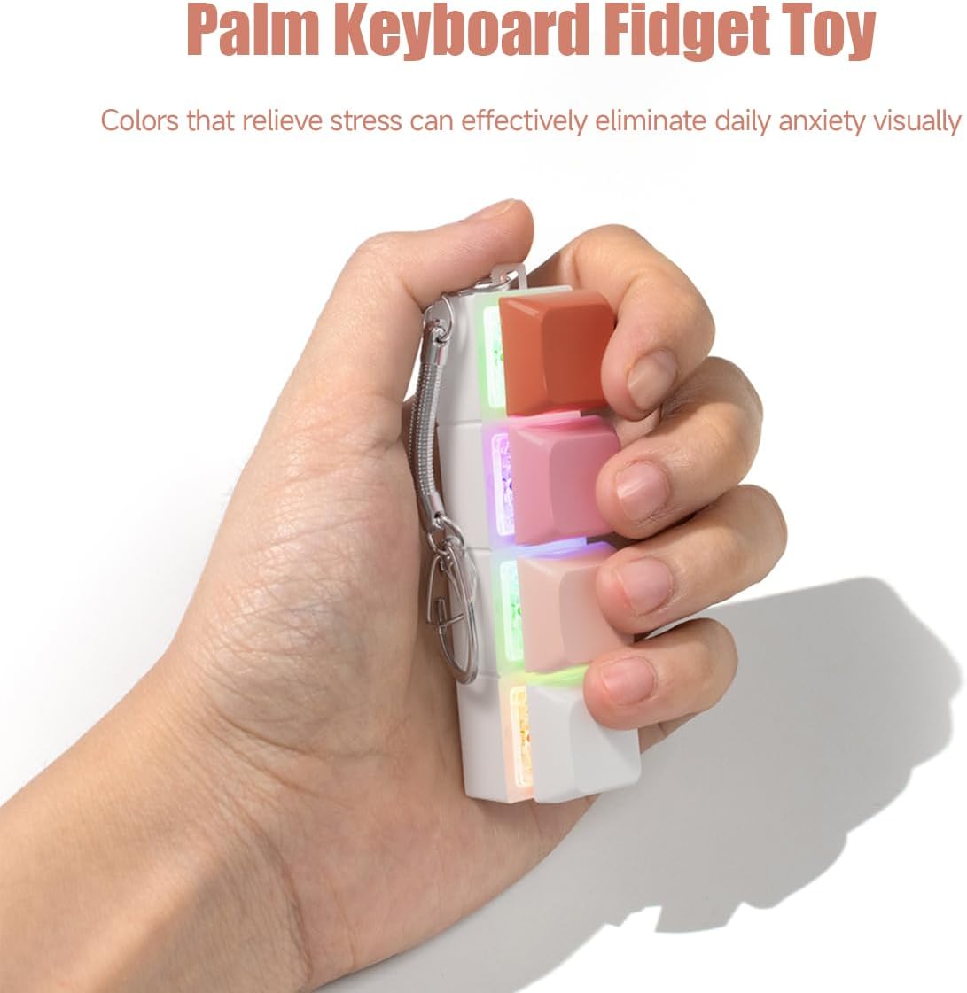 Keyboard Fidget Toy - Keyboard Clicker with LED Light Fidget Keyboard Keychain Fidget Toy Stress Relief Keyboard Fidget Clicker