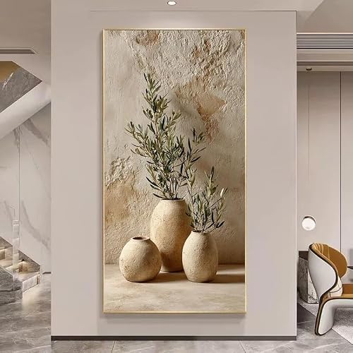 Dittelle Modern Olive Branches Canvas Wall Art Mediterranean Olive Tree Canvas Prints Posters for Living Room Decortion(25x50cm/Frameless)