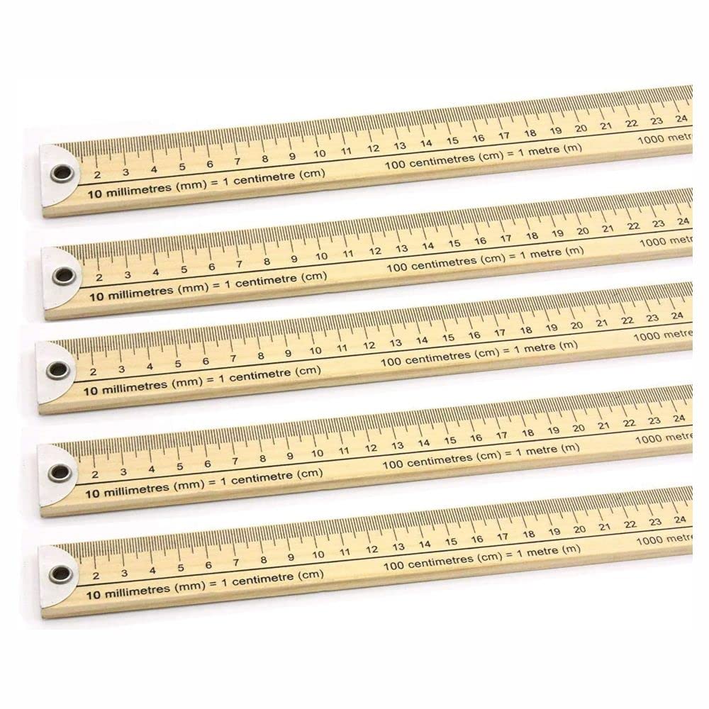 3 Ace Crafts (5 Scales) Wooden Meter Stick – Meter Wooden Ruler, Single-Side Printed, Precise & Lightweight for School, Office, Lab, Dressmaking, Crafts & Field Work
