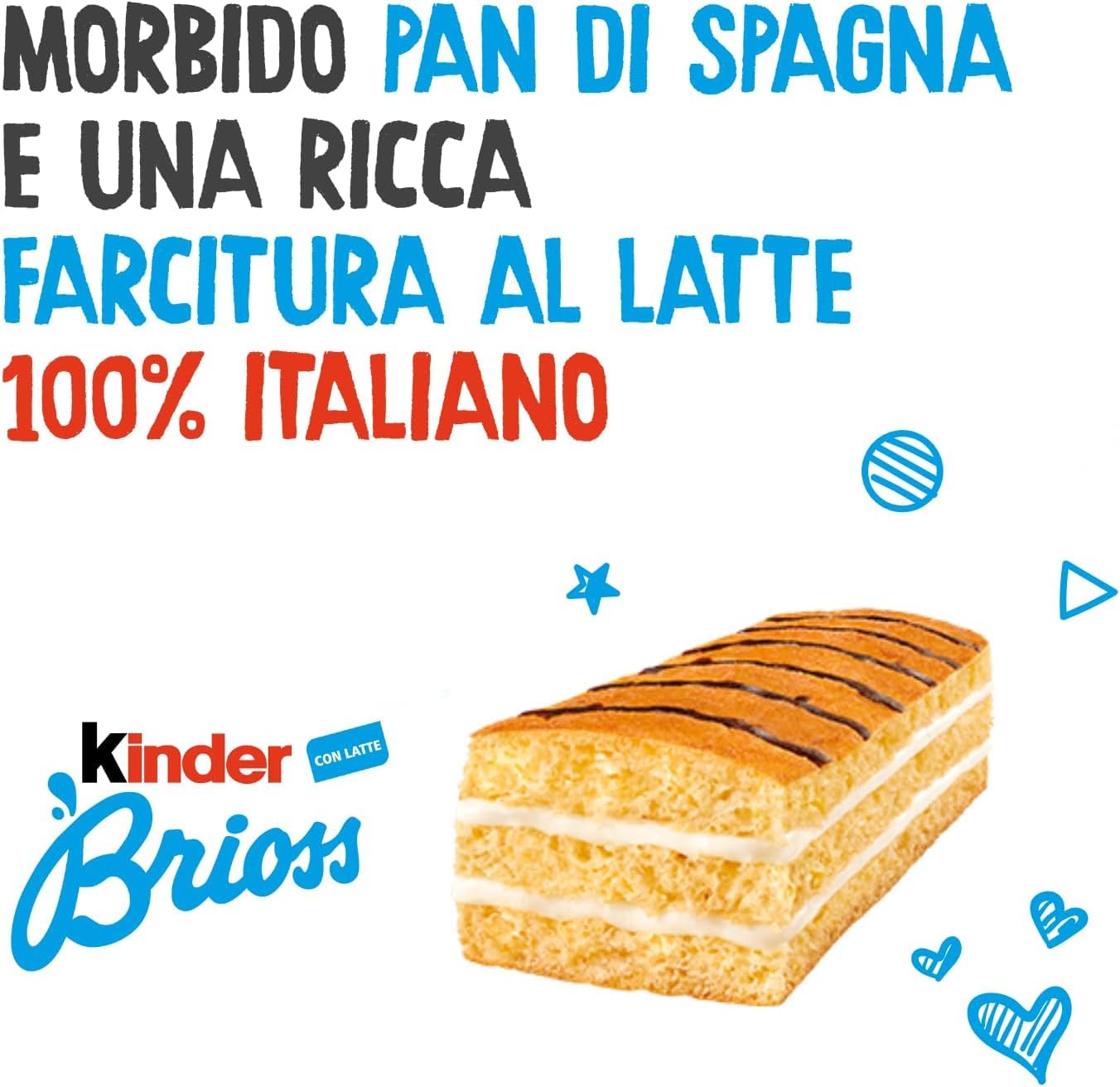 Kinder Brioss - 10 Snacks Schwammkuchen, natürlich zu 100% italienischer Milchfüllung, ausgezeichnet zum Frühstück und Snack, 3x 270 + Italian Gourmet polpa 400g