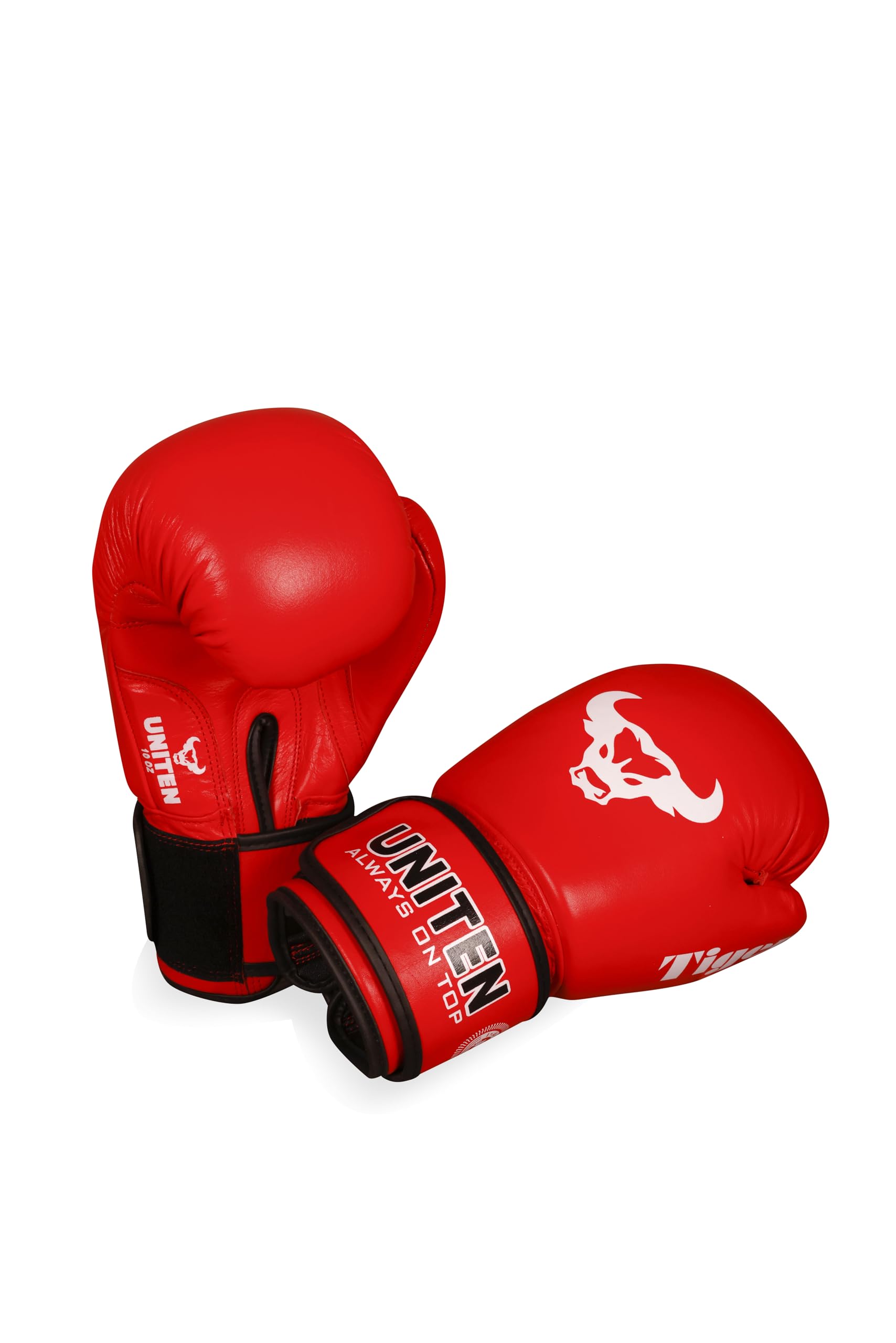 UNITEN Men Tiger Amateur Boxing Gloves | Leather Gloves | Men Boxing Gloves 10 oz (Red)-image-23