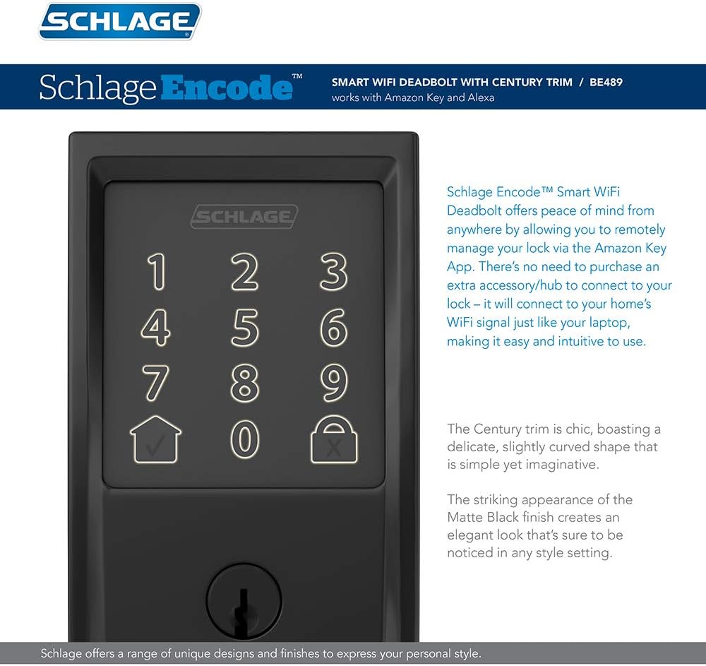 Bеѕt Dеаl Schlage Encode Smart Wi-Fi Deadbolt with Century Trim in Matte Black Crаzу Clеаrаnсе Schlage Encode Smart Wi-Fi Deadbolt with Century Trim in Matte Black