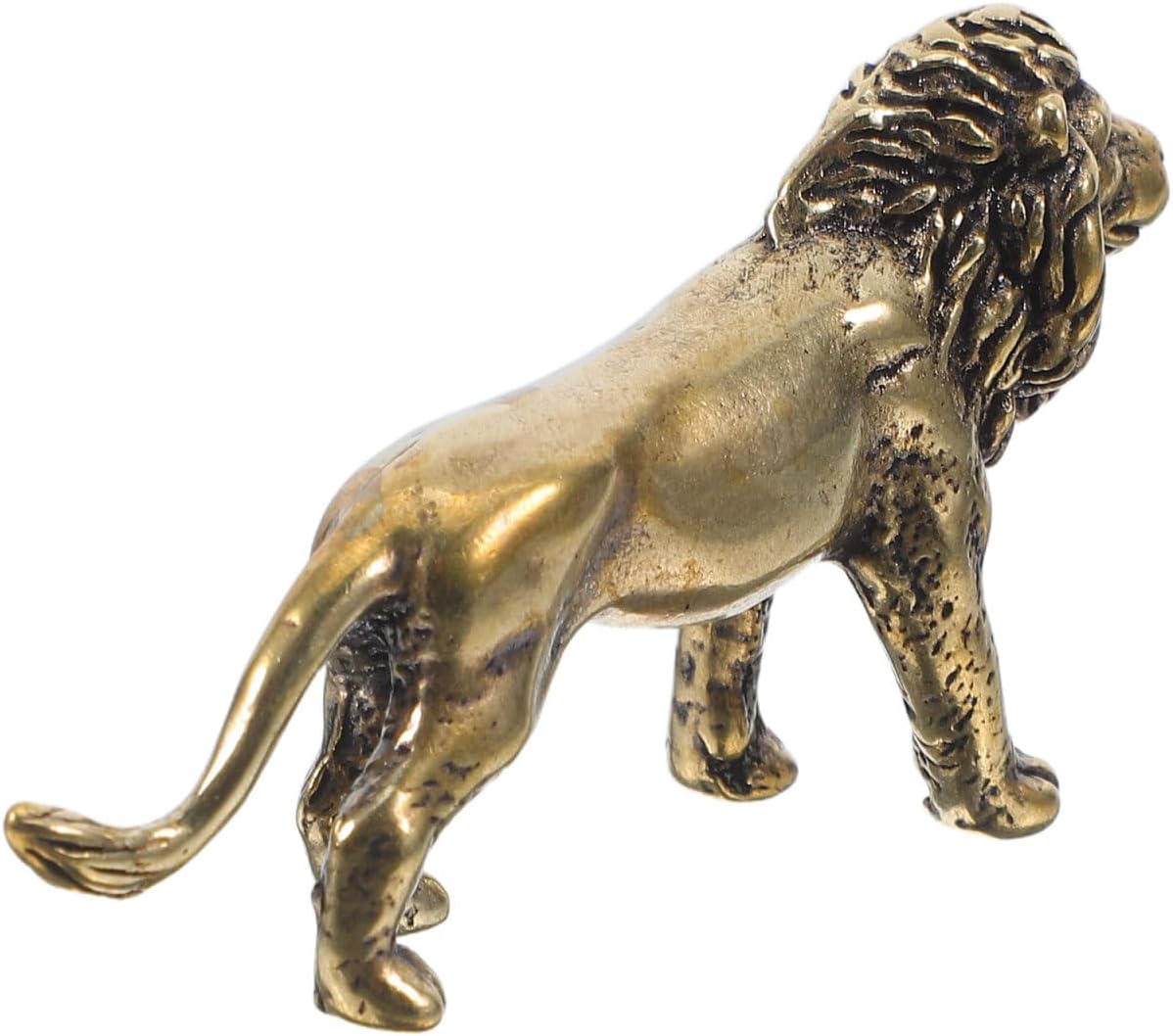FOMIYES Elegant Brass Lion Statue - Compact Artistic Desktop Decor for Office & Home - Smooth Texture,for Professionals & Feng Shui Enthusiasts