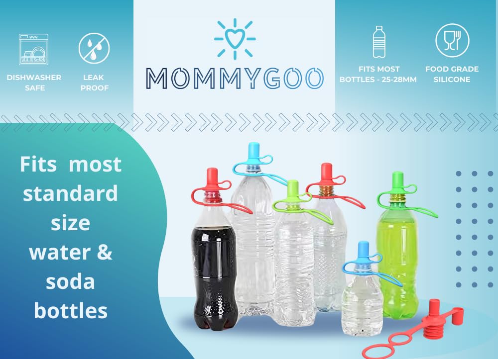 Mommygoo Universal Silicone Sippy Cap for Toddlers – Spill-Proof Bottle Top – BPA-Free, Food-Grade – Fits Most Bottles – Reusable with Travel Pouch – 5-Pack (Assorted Colors)