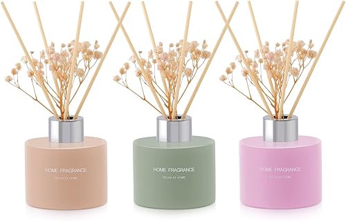 L'odeur Vill Difusor de varillas de 3 piezas, 4.06 onzas (4.1 fl oz) de linovainillalirio de jazmín, difusor perfumado de aromaterapia con 12