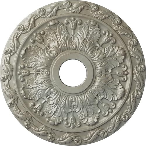 Vista 148 de Ekena Millwork CM19SP Medallón de techo de hojas de resorte, 19 7/8 "OD x 3 5/8" ID x 1 1/4 "P, imprimado en fábrica Imprimación de fábrica.