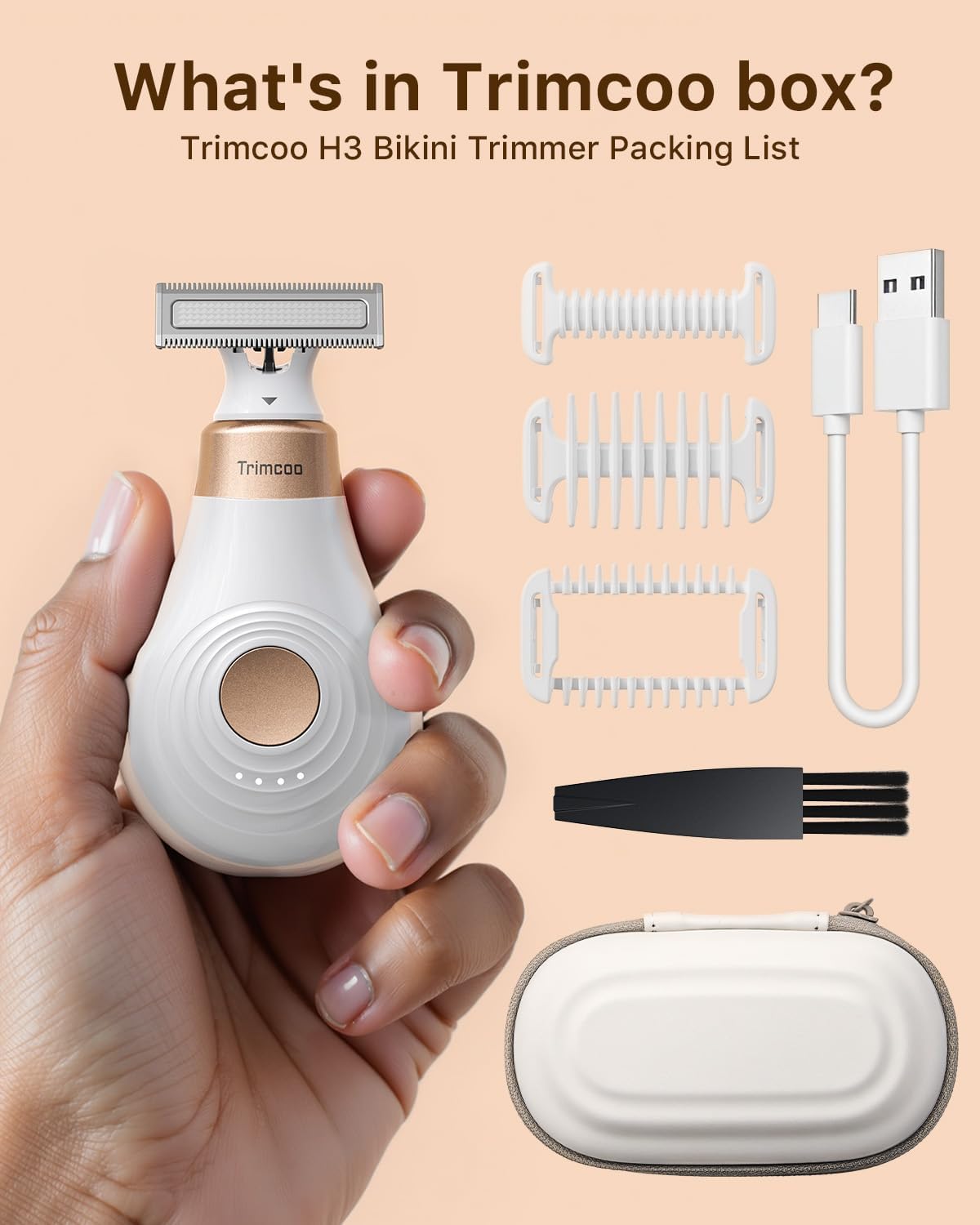 Mini Bikini Trimmer for Women - Intimate Pubic Hair Removal, Electric Body Groomer, Small Portable Wet/Dry Shaver, Magnetic Blade, USB-C Rechargeable with Travel Case, Easy to Clean (White) - Image 9