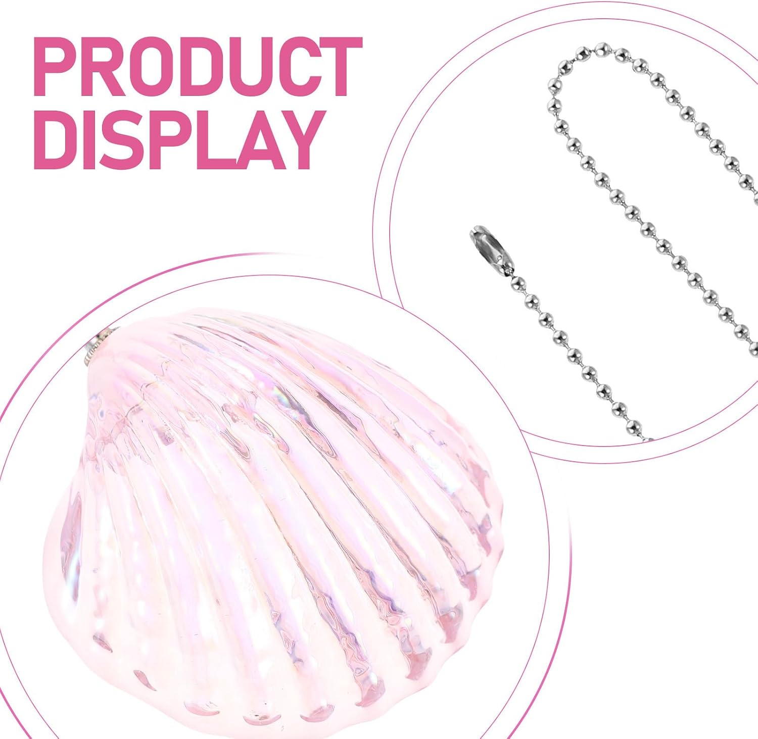 2pcs Ceiling Fan Pull Chain: 22" Crystal Seashell Pendant Extenders For Light Fixture - Fan Pull Chains With Connector For Bathroom Bedroom