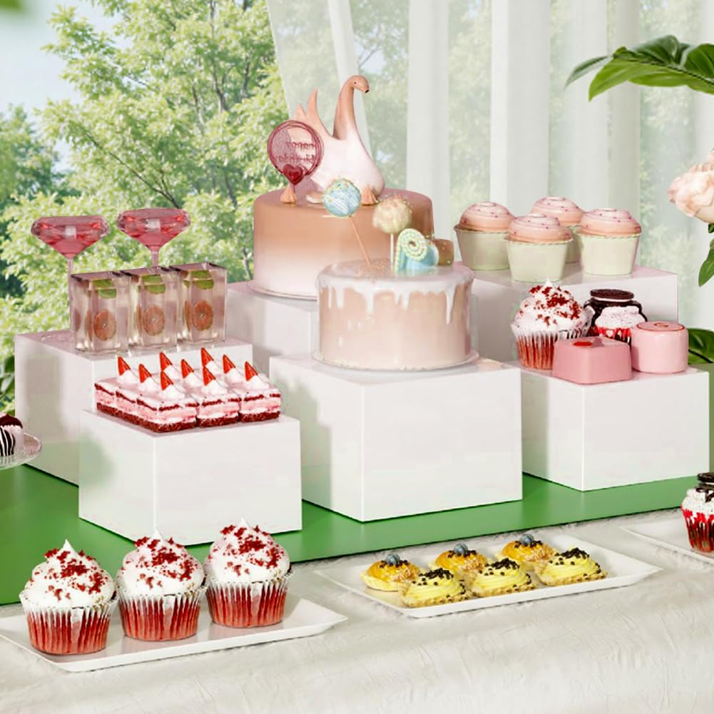 Lot de 8 Presentoir Aperitif Buffet Cube, Presentoir Gateau en Acrylique, Support Gateau polystyrene Supports de Buffet Mariage pour Traiteur, Dessert, Bijoux, Figurines, Bonbons, Aliments