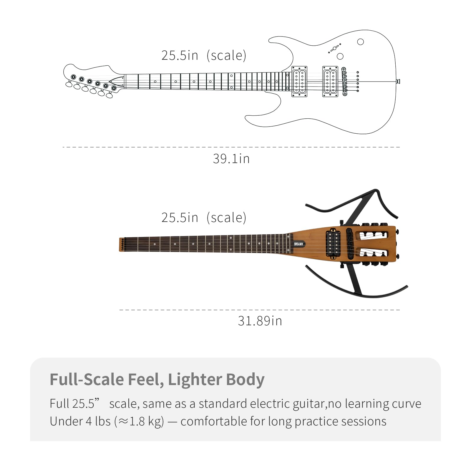 Amazon.com: Anygig Travel Electric Guitar Headless – Portable