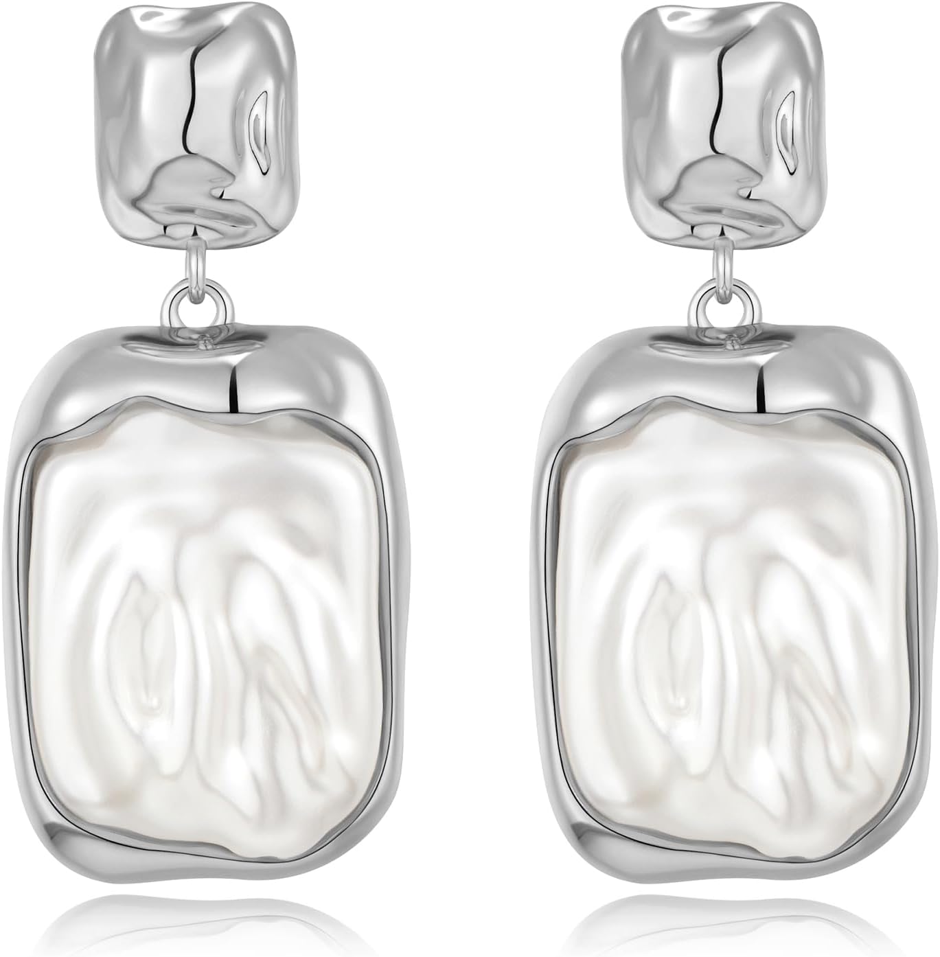 Gold Silver Baroque Pearl Dangle Earrings Vintage Pearl Dangle Drop Earrings for Women Fashion Jewelry