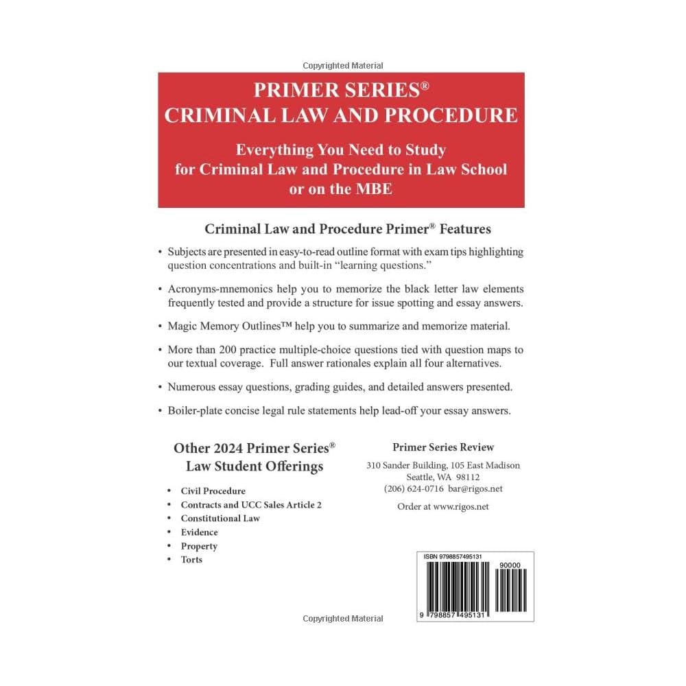 Primer Series Horn Book Review Law School y UBE Criminal Law and