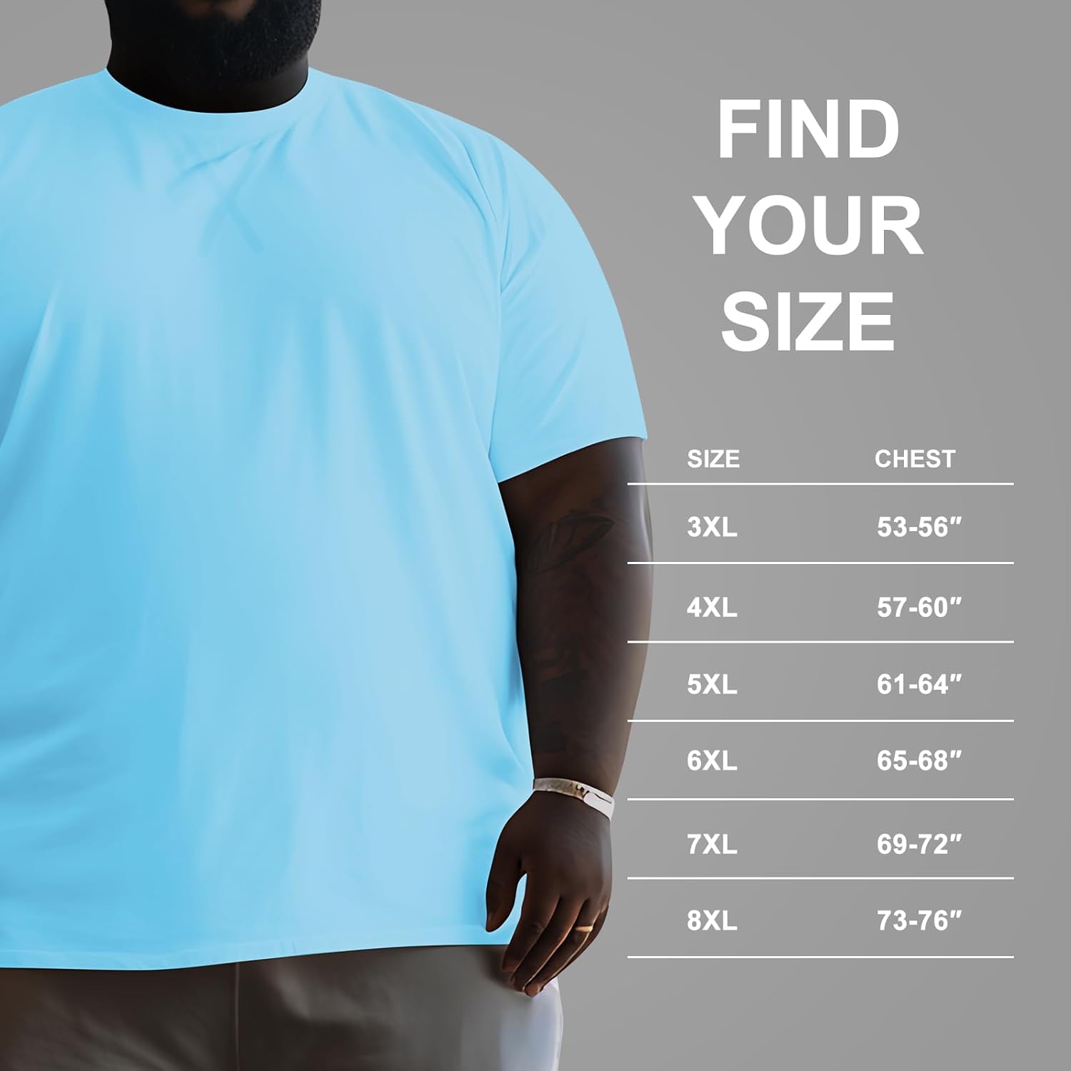 Men's 3XL-8XL Big and Tall T-Shirts Casual Stretch Short-Sleeve Tee for Men - Image 4
