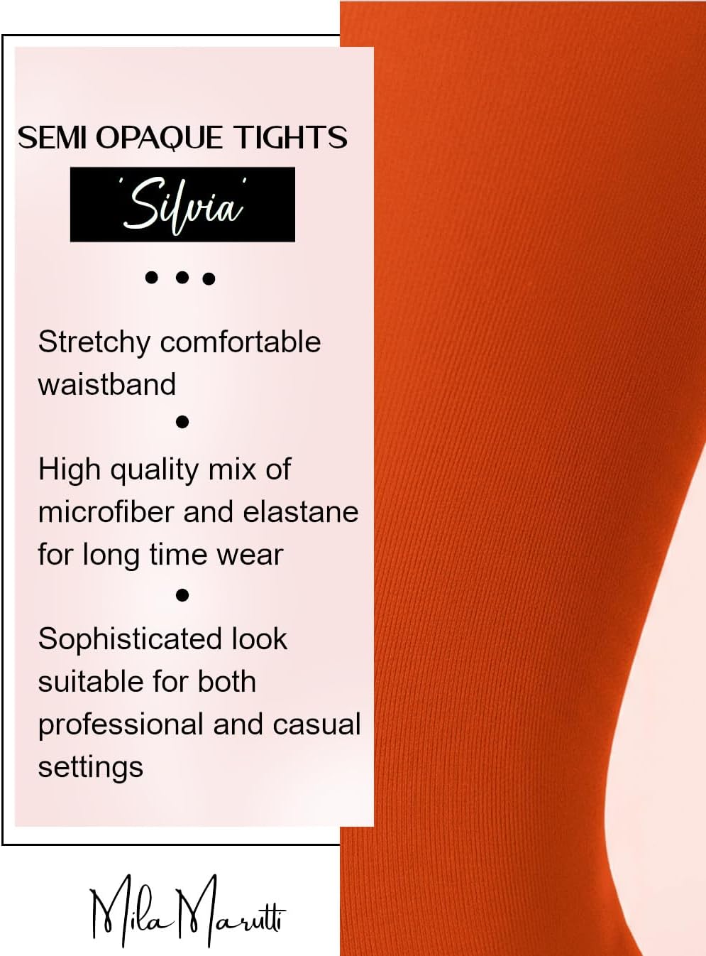 Mila Marutti Women's Tights Semi Opaque Stockings for Women | Semi Sheer Pantyhose Nylons | Made in EU - Image 3