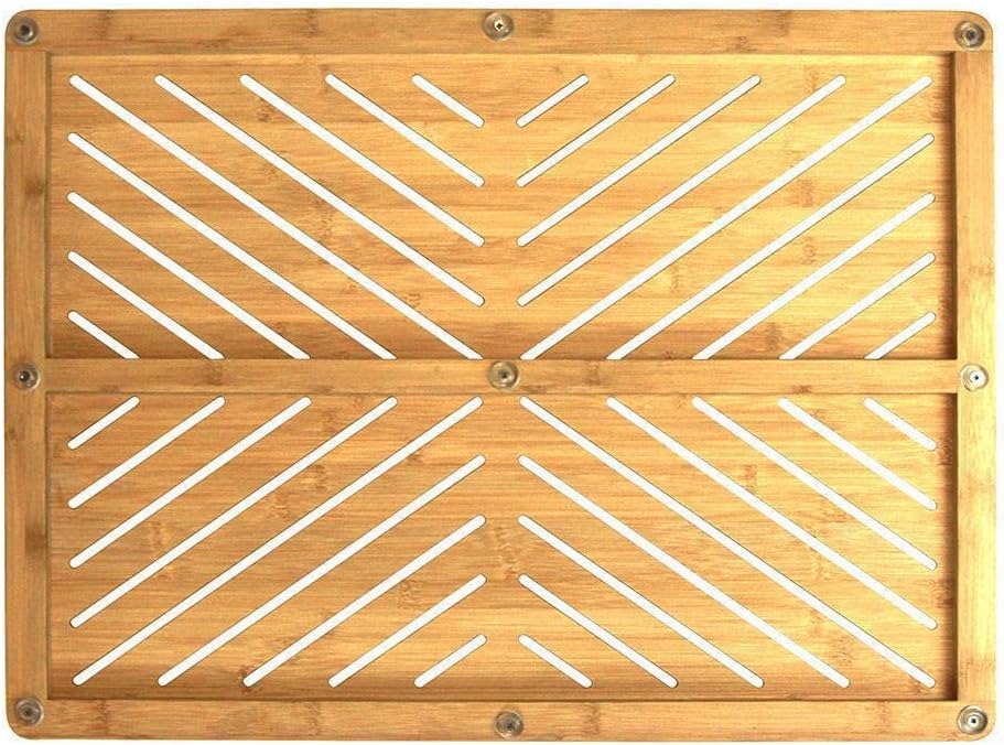 Oceanstar Bamboo Floor Non-Slip Rubber Feet Bath mat, One Size, Natural, FM1750CNC