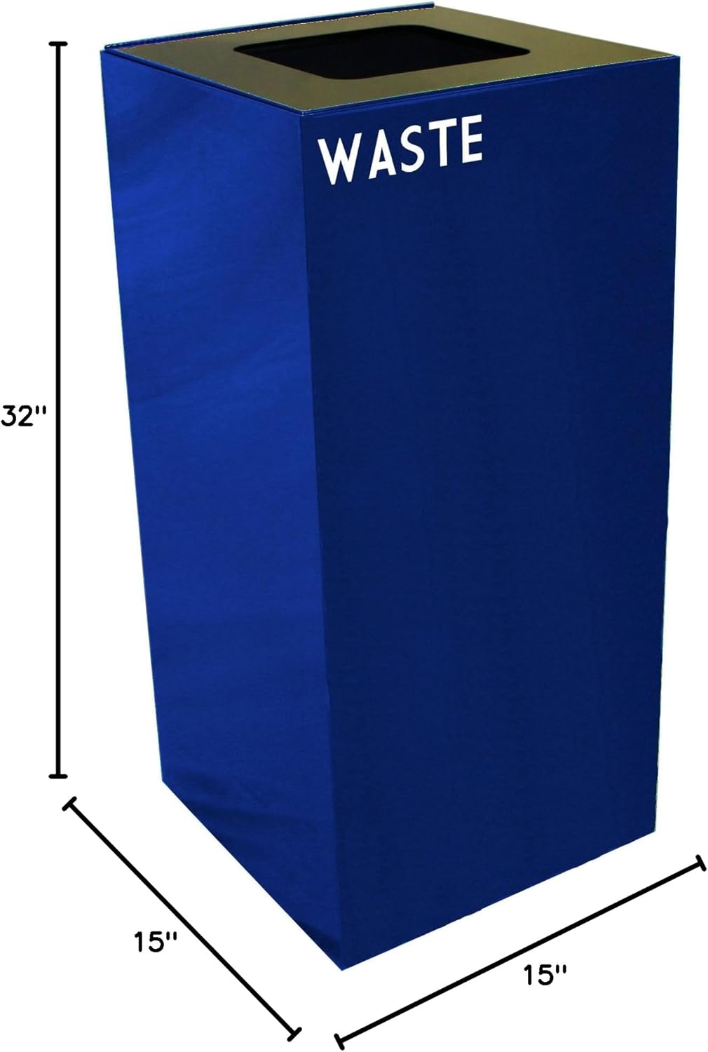 Witt Industries 32GC03-BL GeoCube Recycling Receptacle with Waste Opening, Steel, 32 gal, Blue