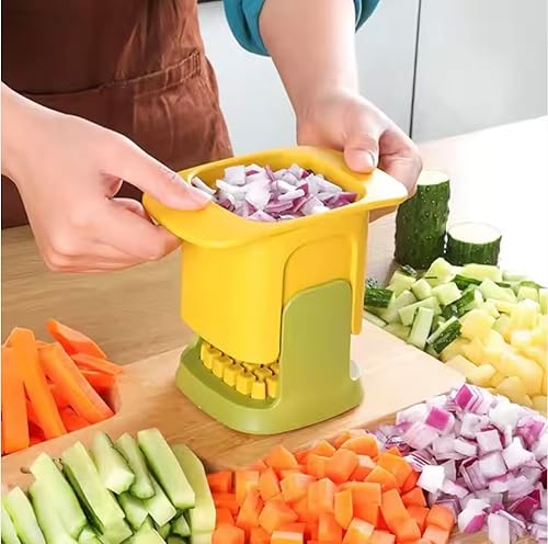 Picador y cortador de verduras, amarillo y verde, corta frutas y verduras rápidamente