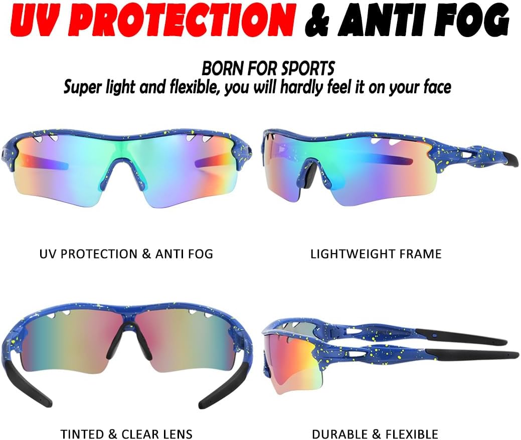 ITSCOOL Polarized Sports Sunglasses with 5 Interchangeable Lenses for Men Women Softball Baseball Running Cycling Glasses - Image 4