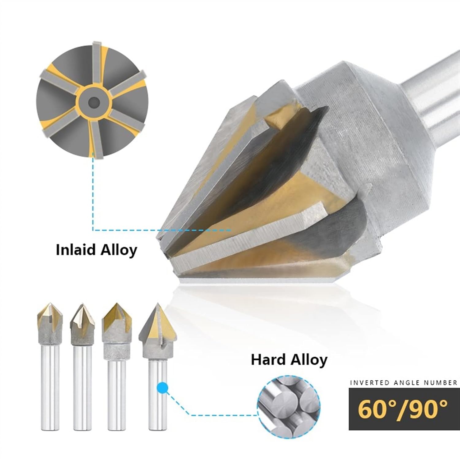 Chamfer with Brazing Carbide 16-40mm 60/90 Degrees Chamfering Metal Tools 1Pcs(30x90deg x6Fx12mm)