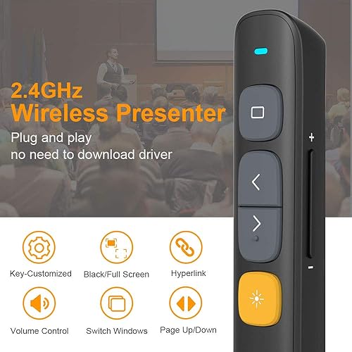 Miniatura 2 de Norwii N29 - Clicker de puntero deslizante para presentaciones de PowerPoint, presentador inalámbrico con hipervínculo y control de volumen, control
