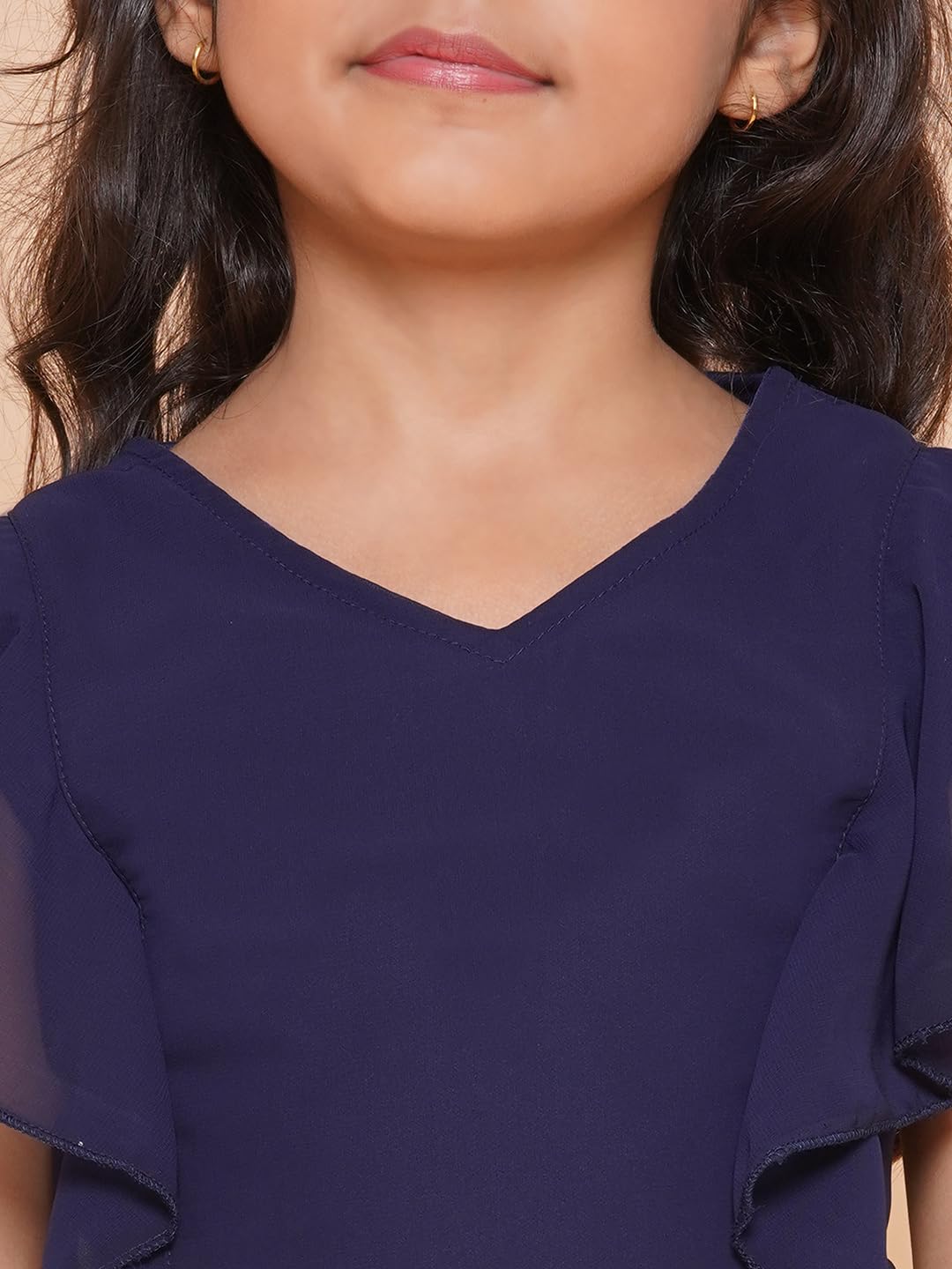 Blushup by Arshia Fashions Girls Maxi Crape Jumpsuit | Kids Ankle Length Solid Jumpsuit 2