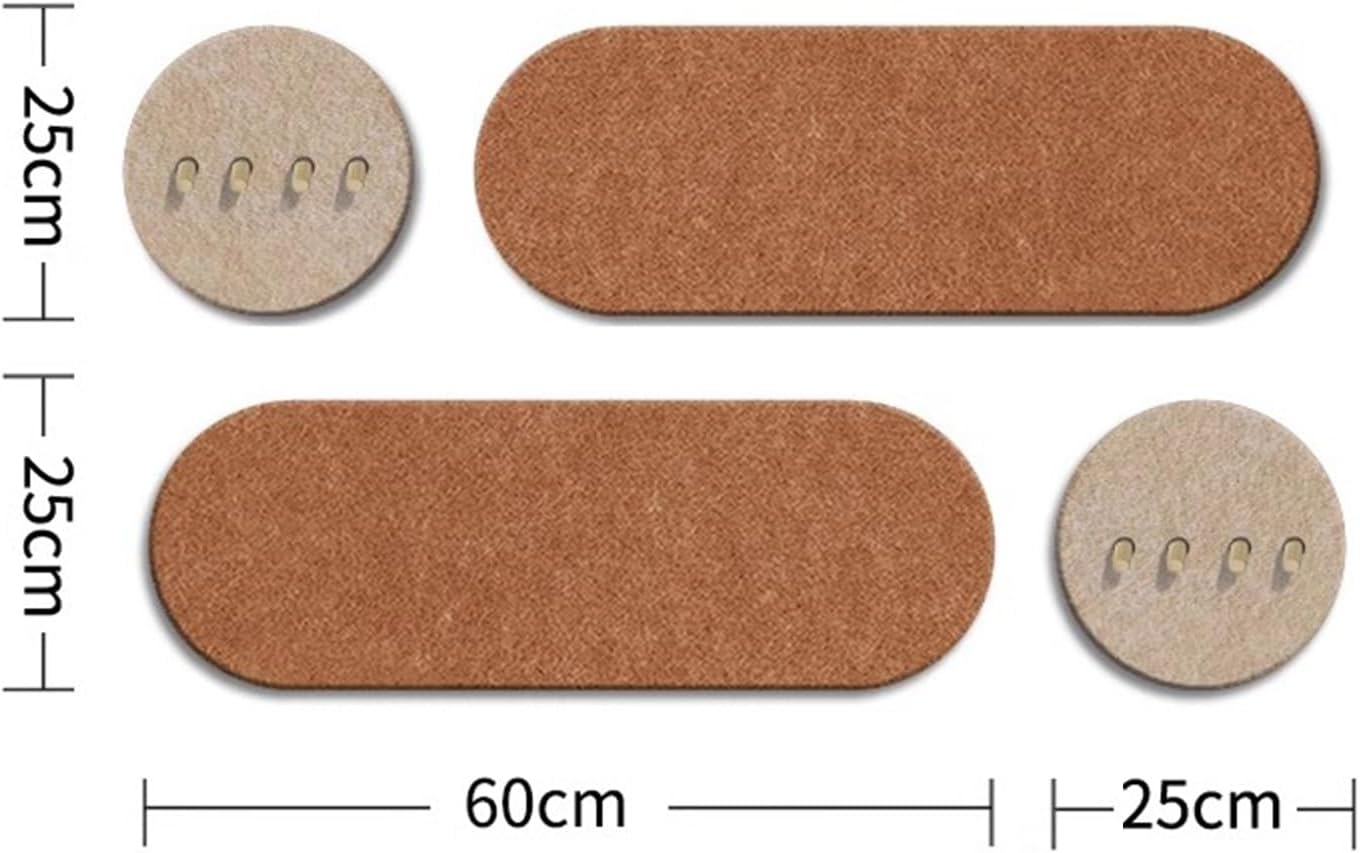 SOVORM Decorative Felt Pin Board for Wall,Round Foldable Photo Display Board with Self-Adhesive Tape, with Push Pins,Beige Orange(25+60cm)