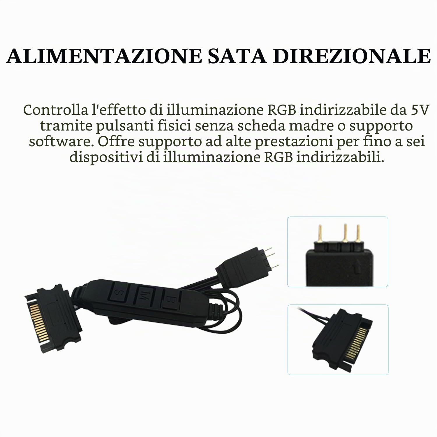 Thermalright Controllo Ventola per Computer A-RGB 5V, Illuminazione 3 Pin, Interfaccia PC, Alimentazione SATA
