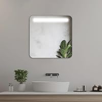 Home Glow Malmo 60x60 cm Fürdőszobai LED Tükör Érintőkapcsolóval - Négyzet Alakú, Homokfúvott Mintával, Energiatakarékos 1