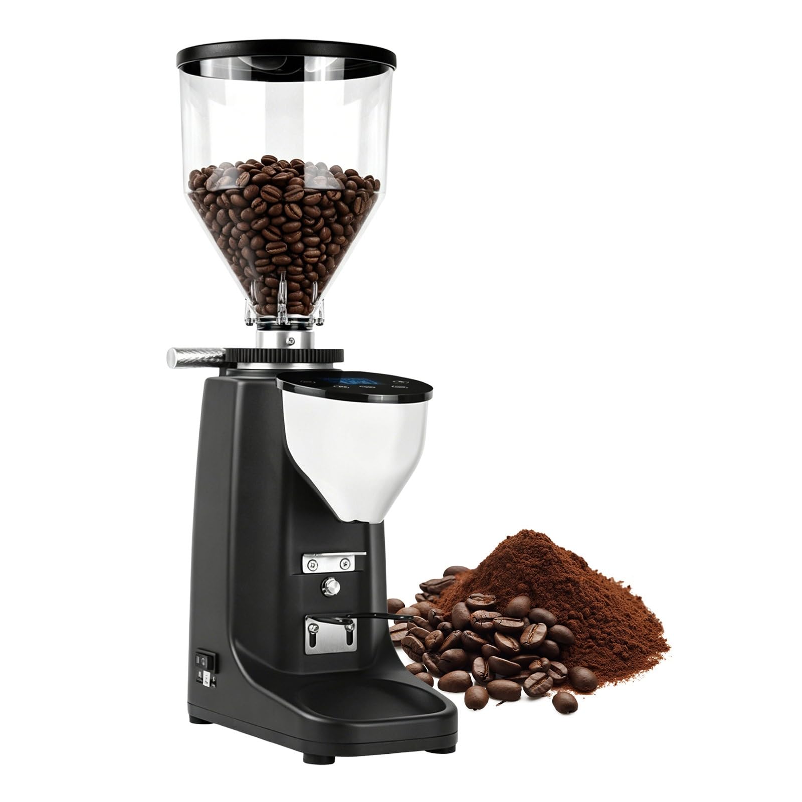 Młynek Do Kawy Elektryczny Do Ziaren, Młynek Do Espresso Z Regulacją Mielenia, Płaskie żarna 60 Mm, Panel Dotykowy I Duża Pojemność(Black)